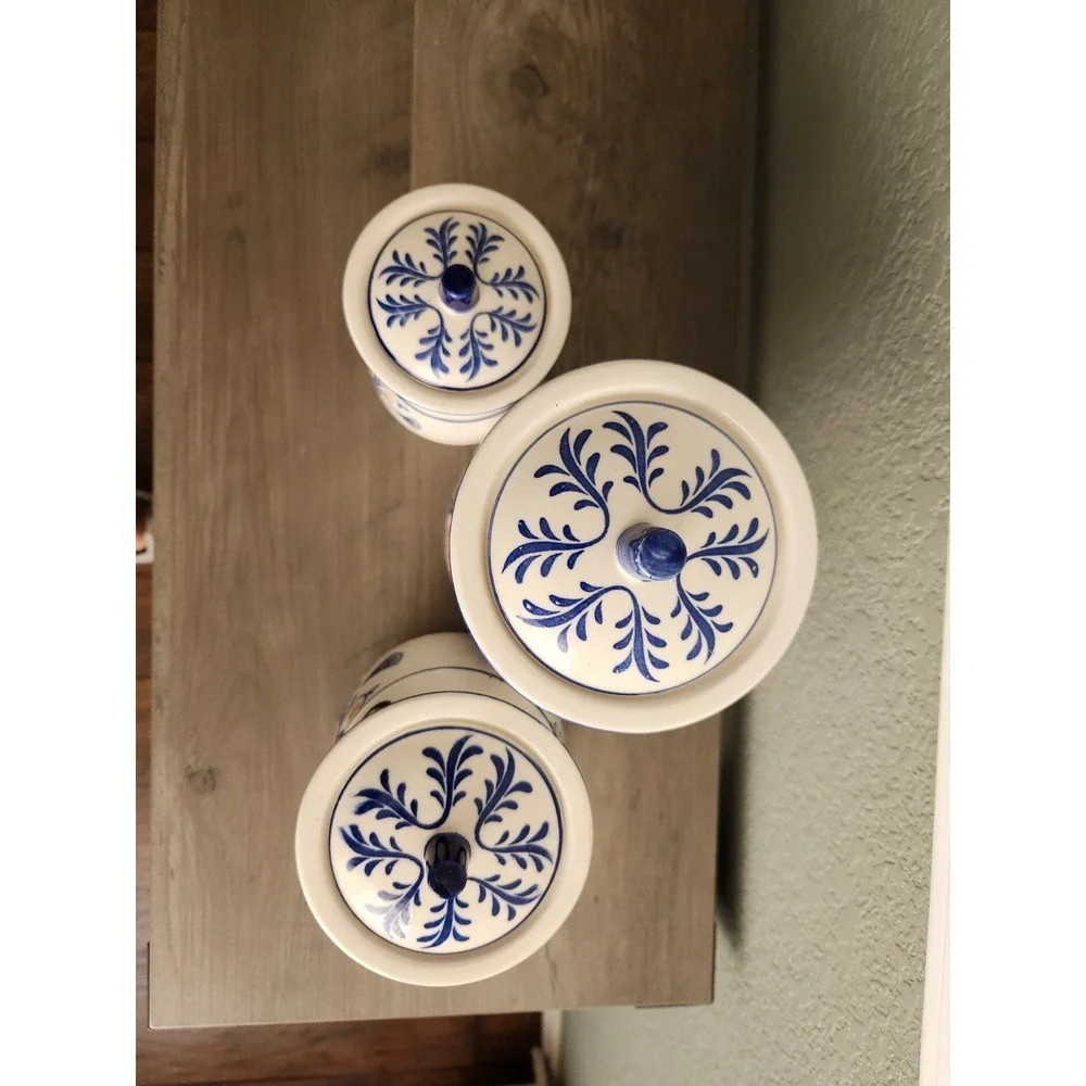 Royal Sealy Heritage Kitchen Canister Set+Lids 3 Pc 1950s Coffee Tea Sugar READ